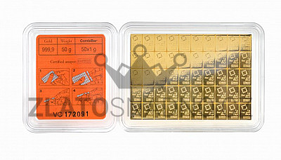 50 x 1 g zlatý slitek (CombiBar), Valcambi
