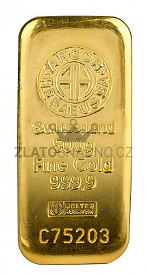 500 g zlatý slitek, Argor Heraeus SA + luxusní etuje zdarma