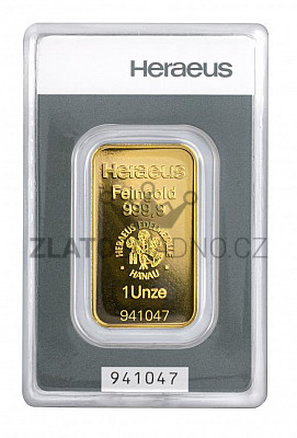 1 Oz (31,1 g) zlatý slitek,  Heraeus