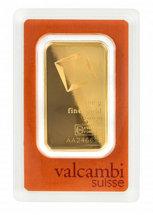 Levně 100 g zlatý slitek, Valcambi SA
