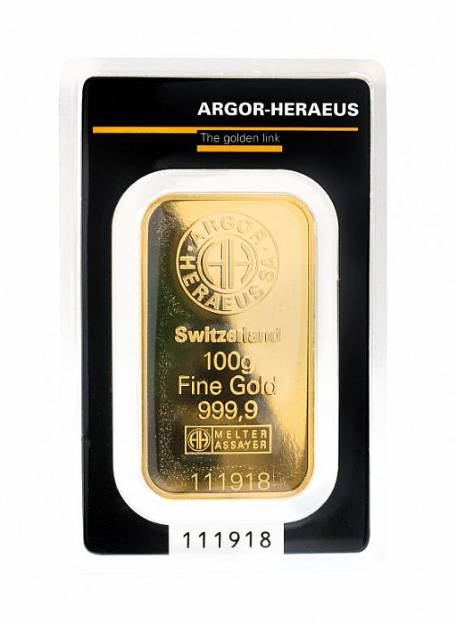 Levně 100 g zlatý slitek, Argor Heraeus SA kinebar