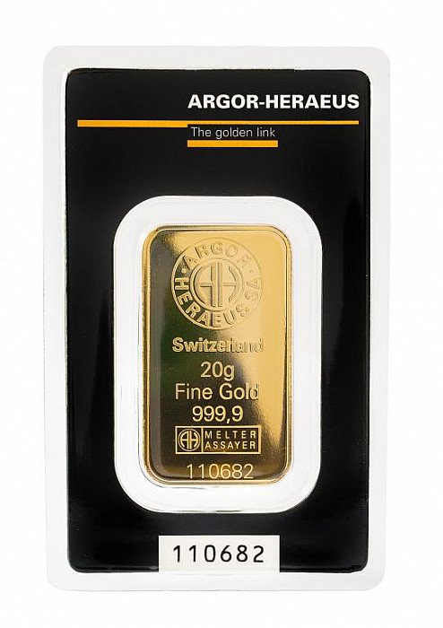 Levně 20 g zlatý slitek, Argor Heraeus SA kinebar