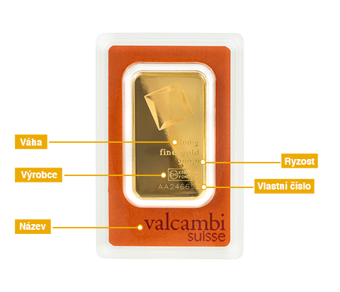 Valcambi 100 gramů popis slitku